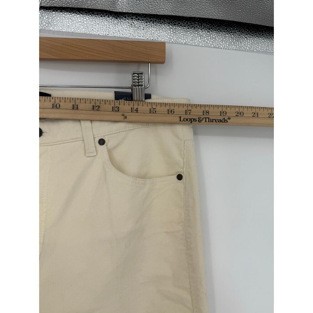 Talbots Corduroy Straight Leg Pants Size 12 Ivory Cream High Rise NWT Minimalist - Picture 9 of 13
